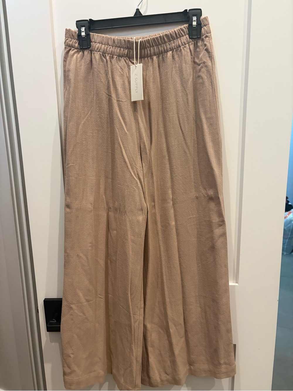 NWT Z Supply Scout Linen Rayon Wide Leg Pull-On Pants in Iced Coffee Color (tan)